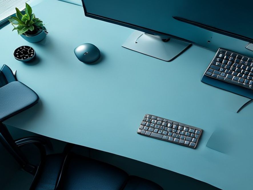 Korrekt placering af tastatur og mus på skrivebord i ergonomisk position